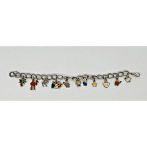 Christmas Nativity Silver Tone Charm Bracelet Stamped RM